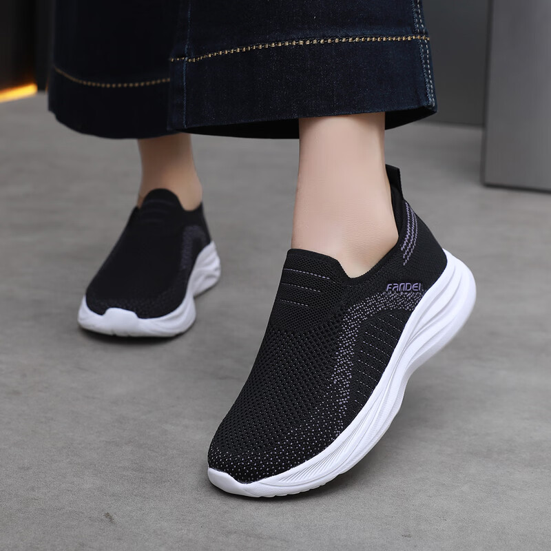 BURUIJING Spring Old Beijing Cloth Shoes Women's Slip-On Casual Shoes Mom Sports Shoes 61153 Gray Size 35 17
