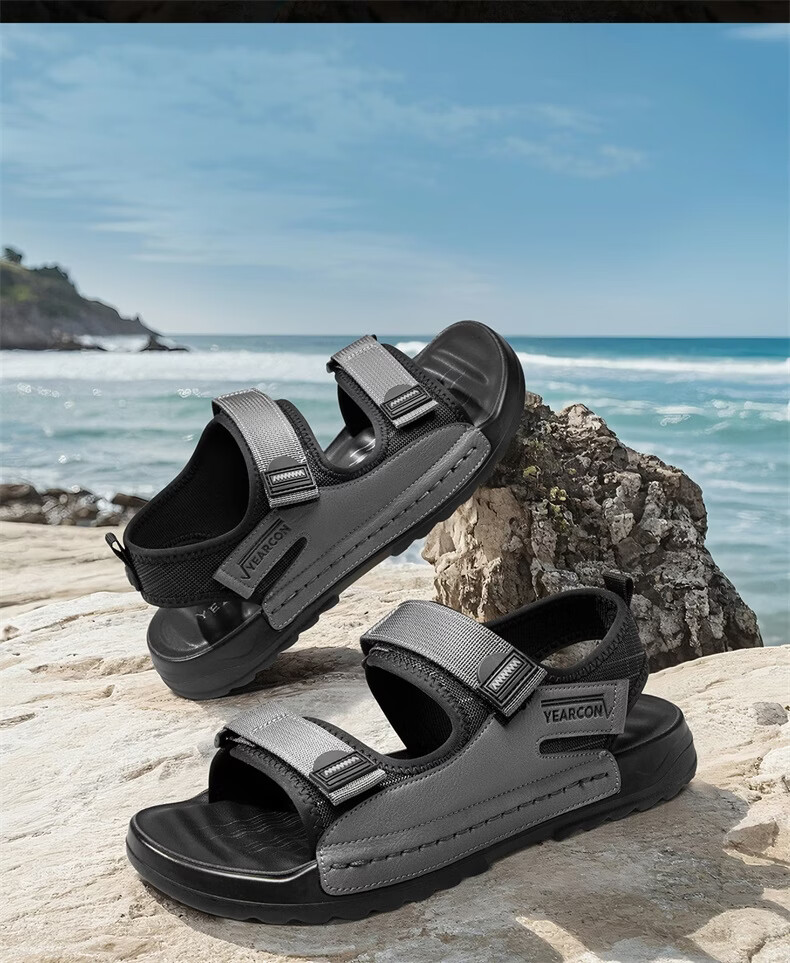 Eierkang Men's Summer Outdoor Trendy Beach Shoes Soft Sole Driving Sports Sandals 57548W Black Size 40 7