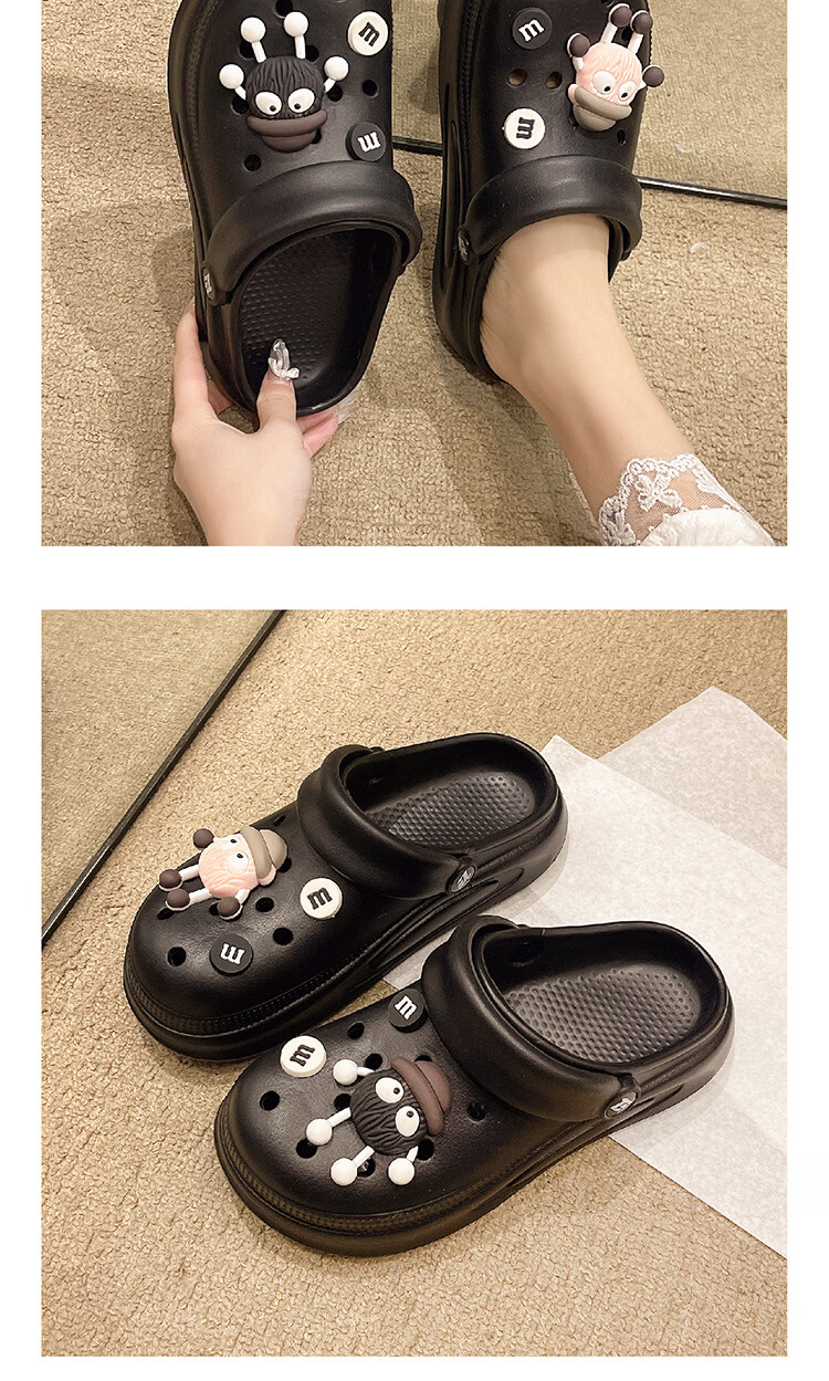 AILAIJIA Cute Thick Sole Clogs Women Open Toe Slippers Summer Outdoor Sandals Black Size 38-39 8