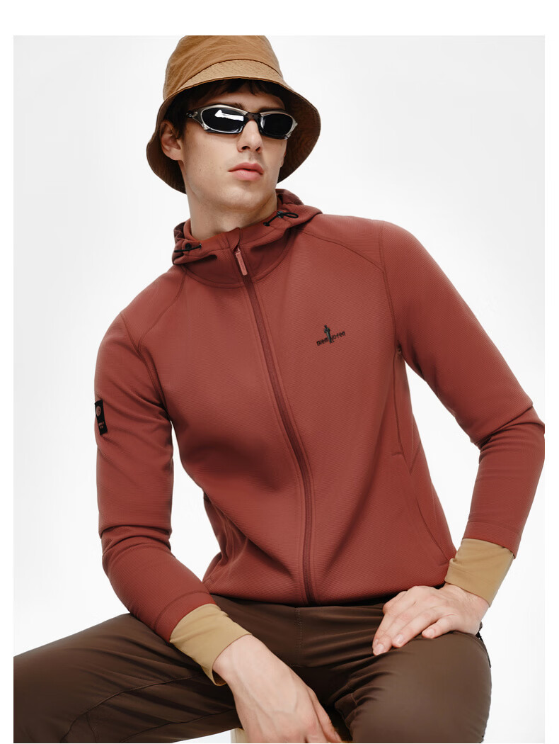 Biyinlefen Waffle Jacket Spring Autumn Men's Textured Casual Outdoor Sun Protection Soft Hooded Knit Coat Versatile 10