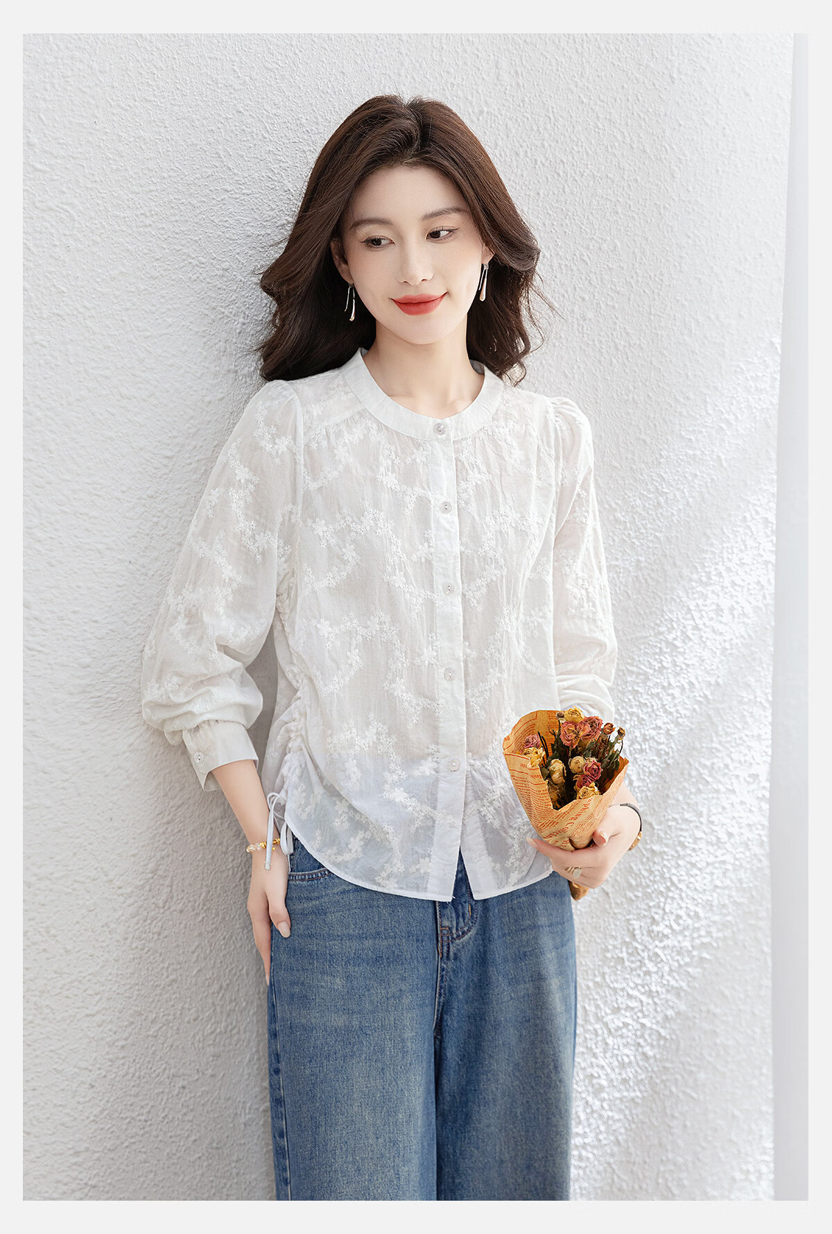 Cypress House Round Neck Elegant Shirt Women 2026 Spring New French Style Long Sleeve Loose Commuter Simple Blouse 5