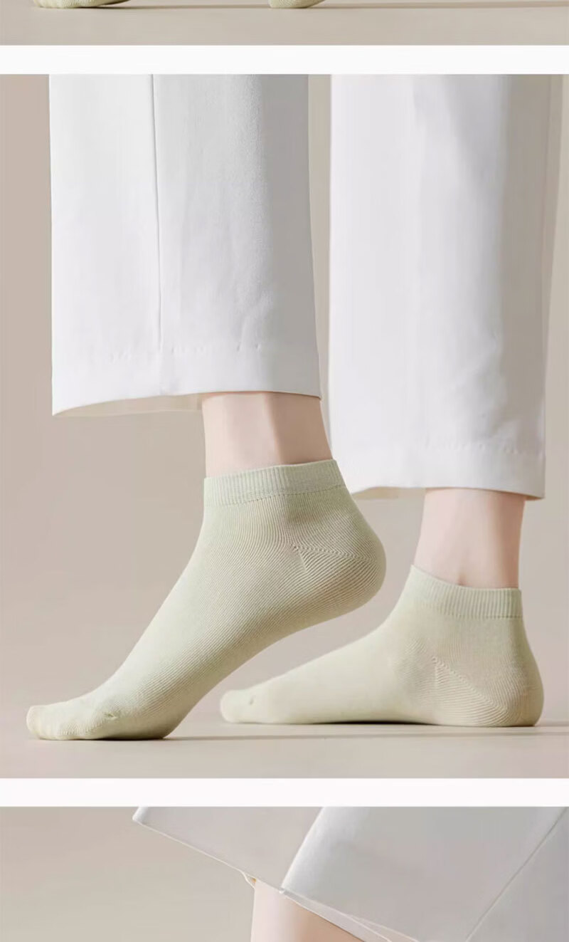 Mianmanman Women's Short Socks Xinjiang Cotton 10A Antibacterial Odor-Resistant No-Slip Low-Cut Socks Non-Slip Heel Short Tube Socks Spring Summer 10 Pairs 12