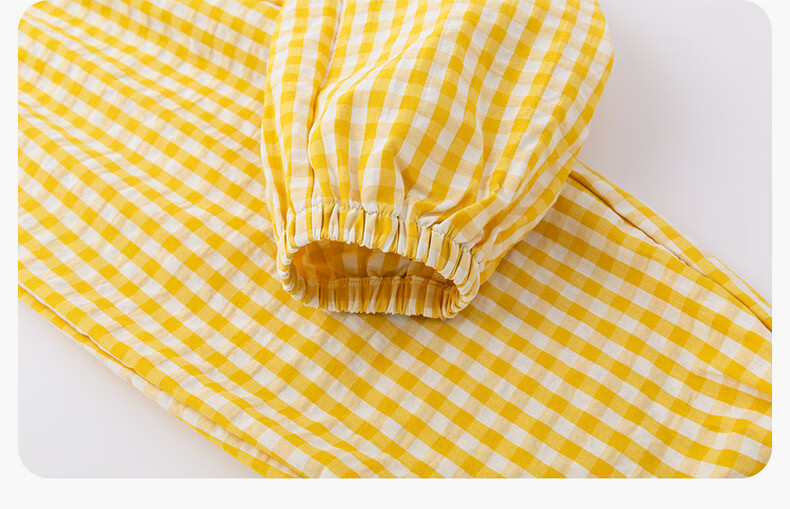 Dudu Kids Summer Set Loose Boys Short Sleeve T-Shirt Girls Casual Pants Baby Two-Piece Set Yellow-Green 120 15