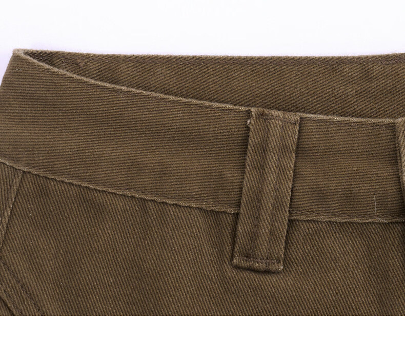:CHOCOOLATE Women's American Style Brown Washed Curved Denim Jeans Summer Pure Cotton Slim Fit Long Pants Brown M 9