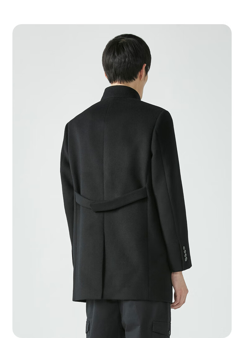 劲霸男装秋季新品男士商务休闲翻领中长款羊毛毛呢大衣男ffwg3307 红