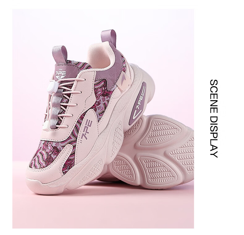 7-PE Girls' Shoes 2026 Spring New Breathable Mesh Chinese Style Non-Slip Soft Sole Kids Sports Shoes for Older Children 7