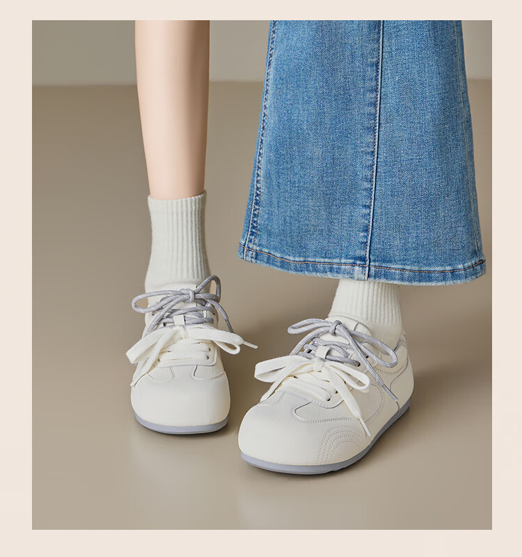 Zhuoshini Internal Height Increasing Trainer Shoes 2026 New Spring Retro Thick Sole White Sports Casual Agan Shoes Off-White Size 35 9