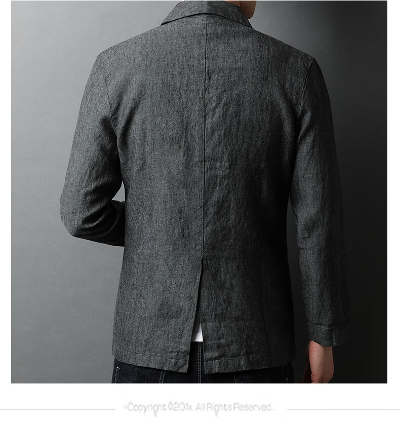 ROMON 100% Pure Linen Men's Blazer Spring Autumn Casual Solid Color Single-Breasted Slim Fit Korean Style Lightweight Jacket 15