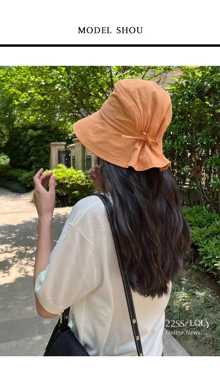 Lagur Casual Lightweight Breathable Cotton Japanese Style Fisherman Hat Women Summer Sun Protection Sunshade Cap Spring Pink Orange 10