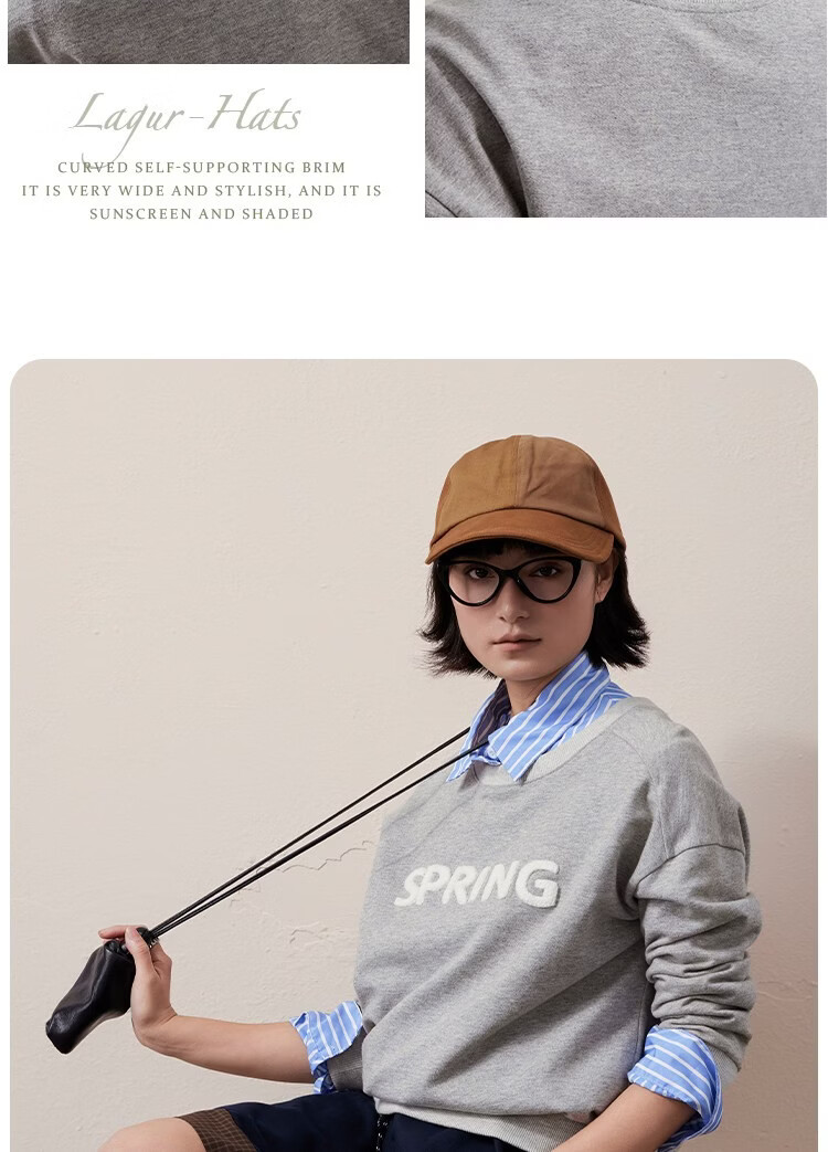 Lagur Couple Edition "Black Gray Yamamoto Style" 100% Cotton Duckbill Baseball Cap Sun Hat Face Slimming Firebrick Red 24