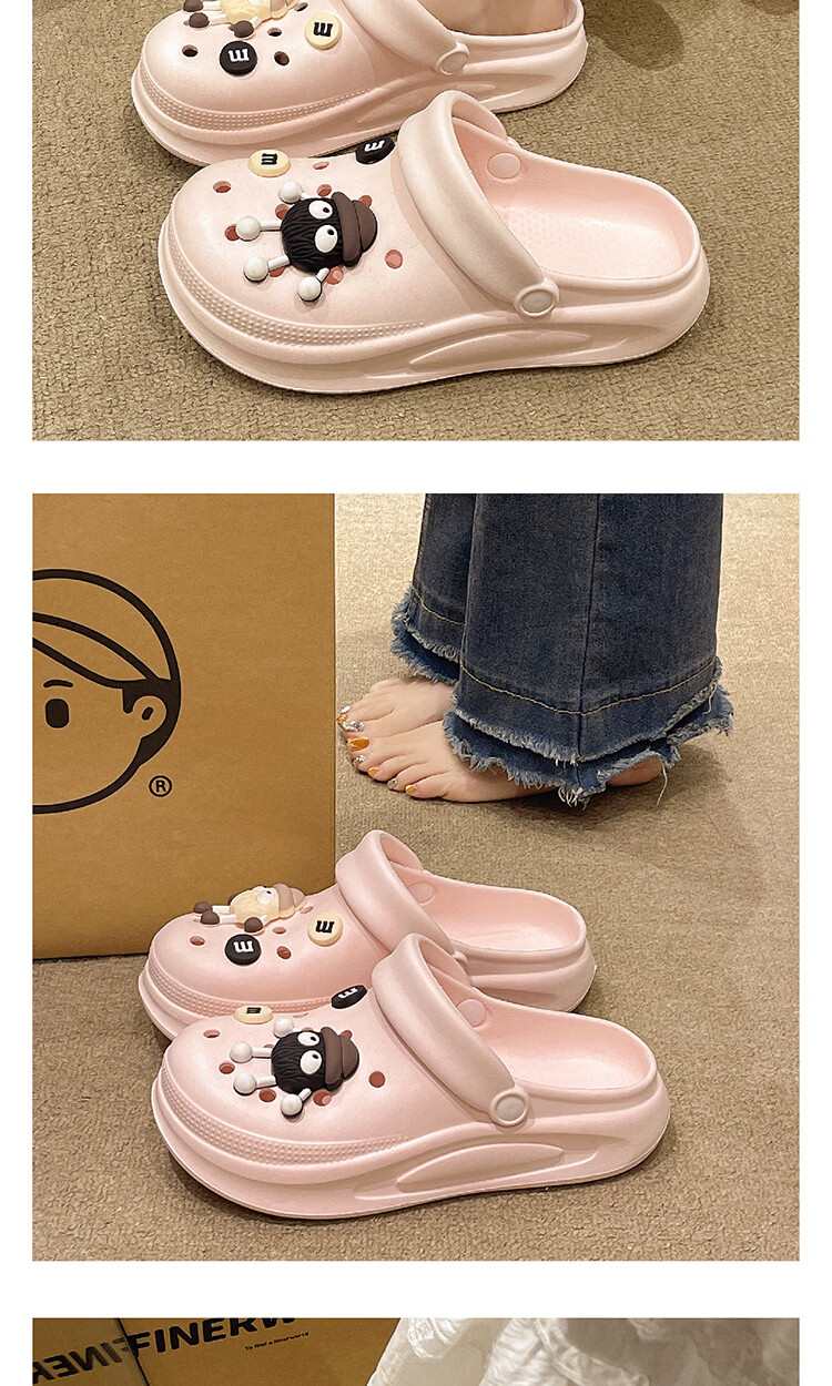 AILAIJIA Cute Thick Sole Clogs Women Open Toe Slippers Summer Outdoor Sandals Black Size 38-39 12