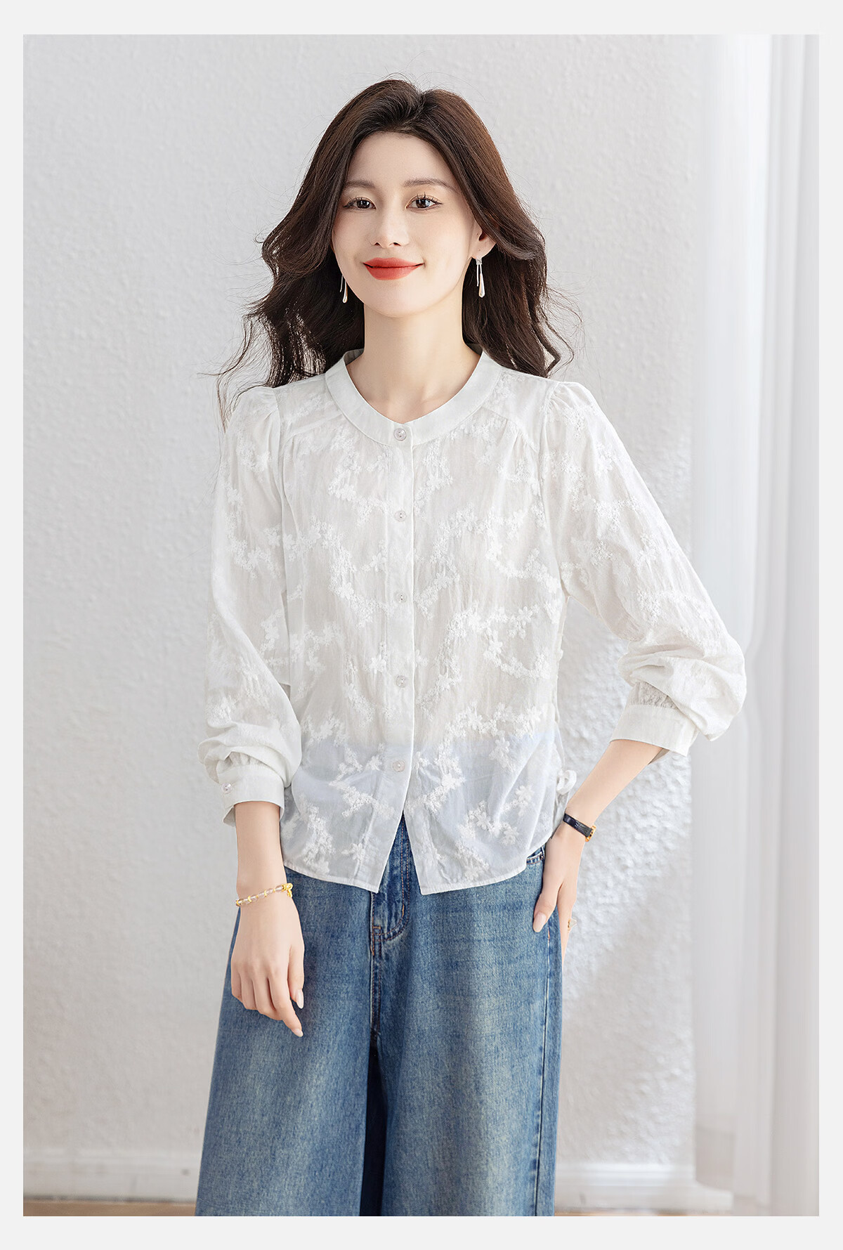 Cypress House Round Neck Elegant Shirt Women 2026 Spring New French Style Long Sleeve Loose Commuter Simple Blouse 6