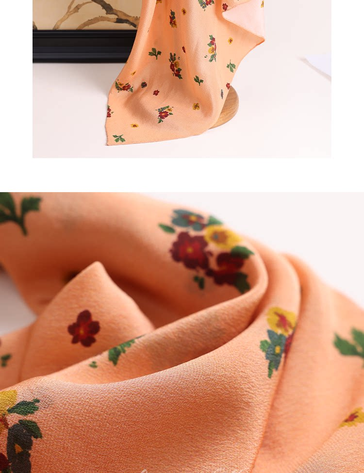 Lagur Nostalgic "Oriental Aesthetic" Vintage Red Mulberry Silk Scarf Square Hong Kong Style Women's Gift for Mom Camellia Red 29