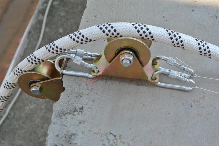 手动外墙滑轮省力蜘蛛人放绳器便携卡墙角外墙定制 收绳器(宽度25mm)