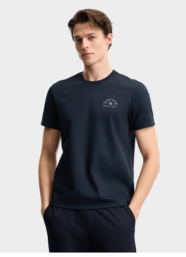 FILA Official Men's Knitted Short Sleeve Shirt 2026 Summer Fashion Casual Simple Basic Crew Neck T-Shirt 11
