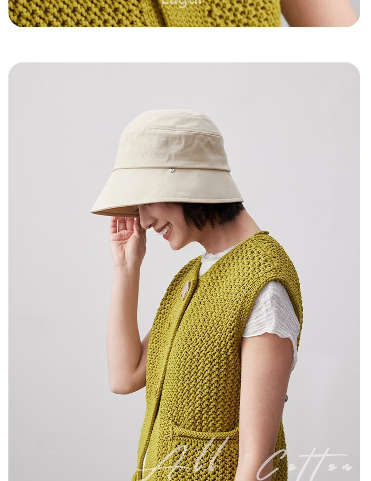 Lagur Classic Style 100% Cotton Fisherman Sun Hat Wide Brim Summer Sunshade Hat Large Head Circumference Classic Black 21