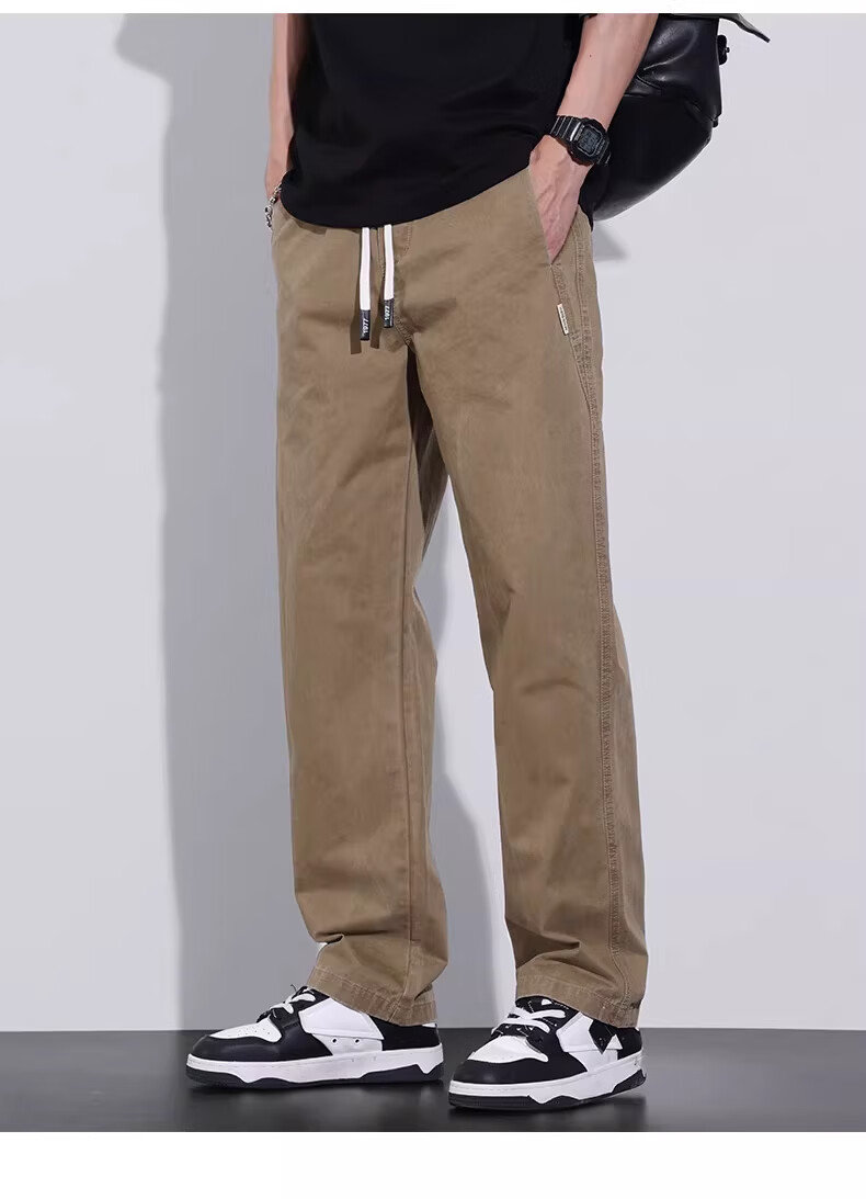 Playboy Pure Cotton Casual Pants Men Summer Thin Loose Straight Cargo Pants Trendy Brand Versatile New Sports Wide-Leg Trousers 18