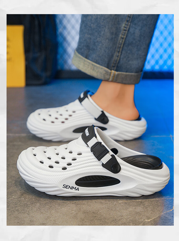 Senma Men's Hole Shoes 2026 New Summer Hot Style Outdoor Non-slip Closed-toe Slippers Dual-use Driving Beach Sandals 6
