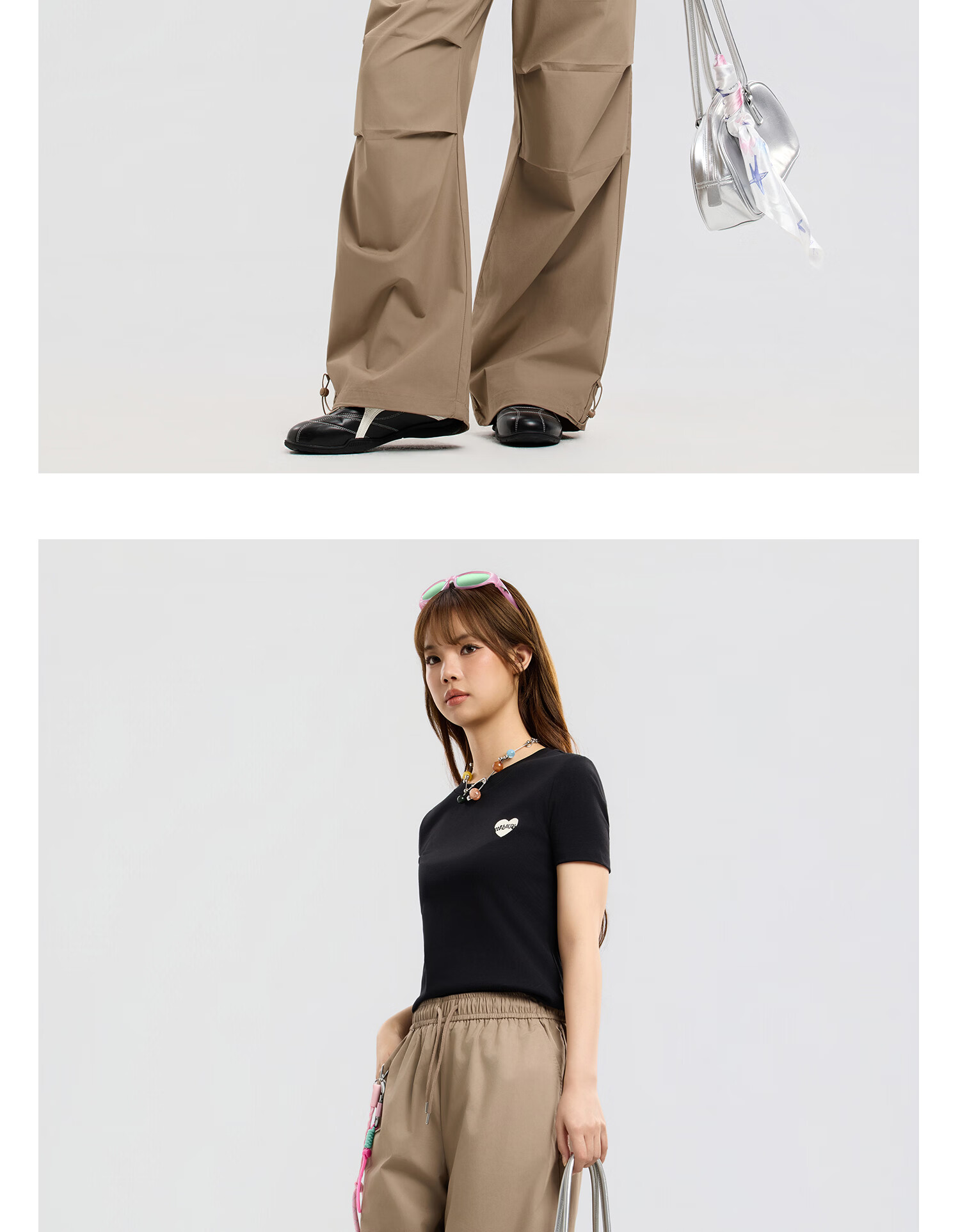 Metersbonwe Women's Casual Wide-Leg Pants 2026 Summer New Outdoor Sports Loose High-Waist Paratrooper Pants 18