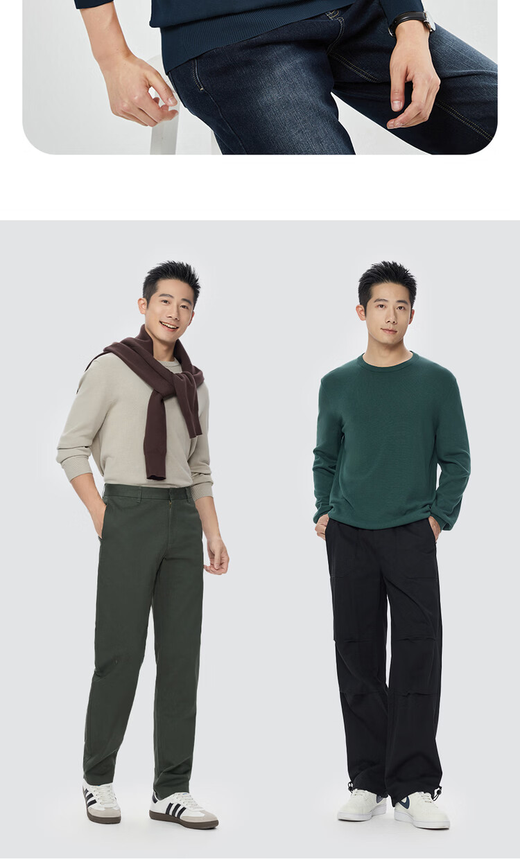 Giordano Men's Spring New Combed Cotton Solid Color Crew Neck Pullover Knitwear 18055610 6