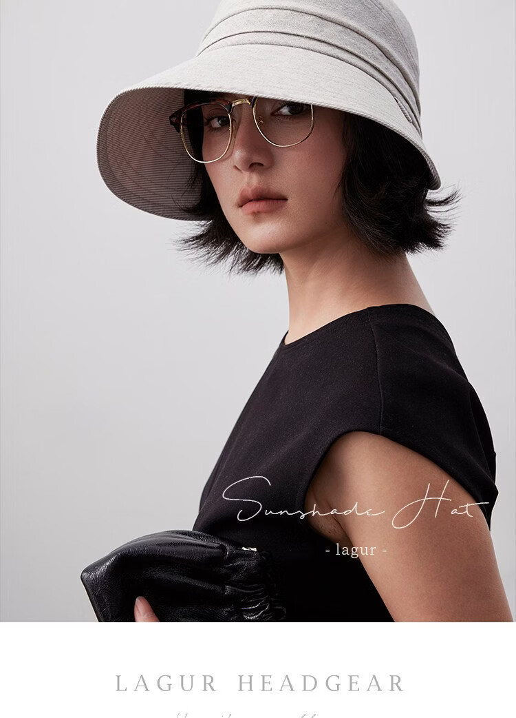 Lagur "Simple Japanese Style" Large Brim Cotton Bucket Hat with Ponytail Hole Sun Protection Foldable Sky Blue 9