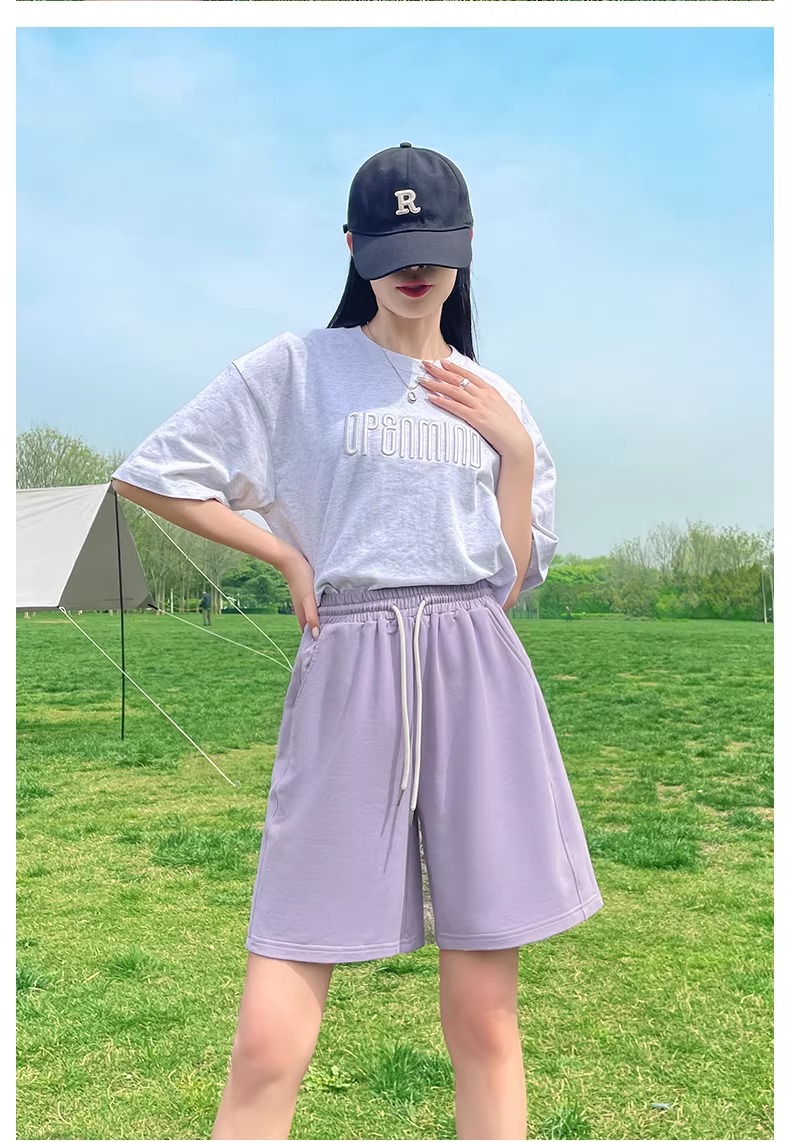 MINISO Women's Sports Shorts 2026 New Summer Lightweight Heather Gray Mid-Length Casual Wide-Leg Five-Point Pants for High School Students 25