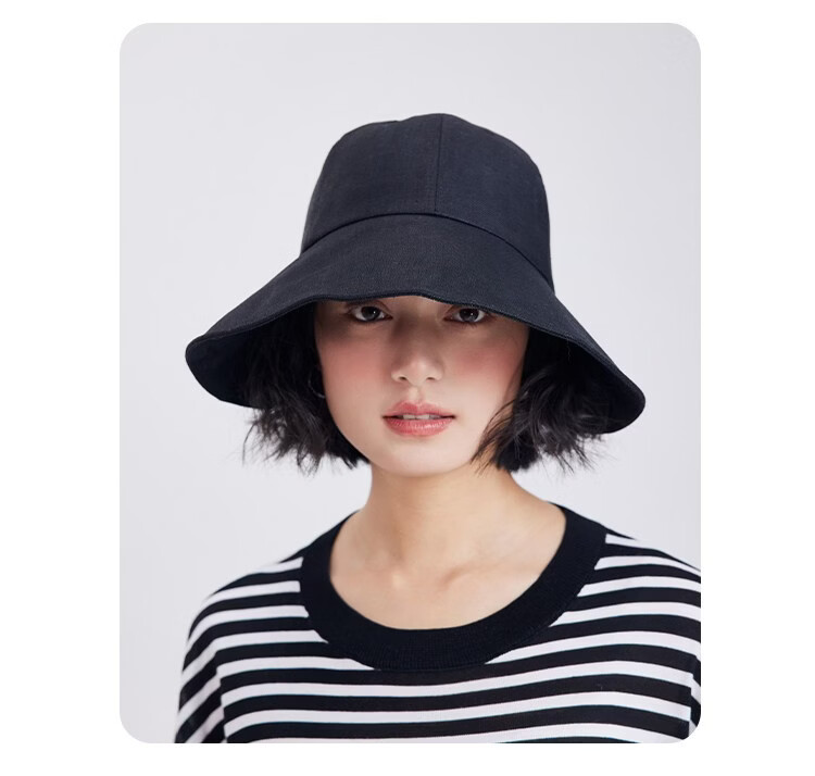 Lagur Japanese Classic Pure Linen Ponytail Outdoor Sunshade Fisherman Hat Sunscreen Hat for Women Summer Dark Blue 13