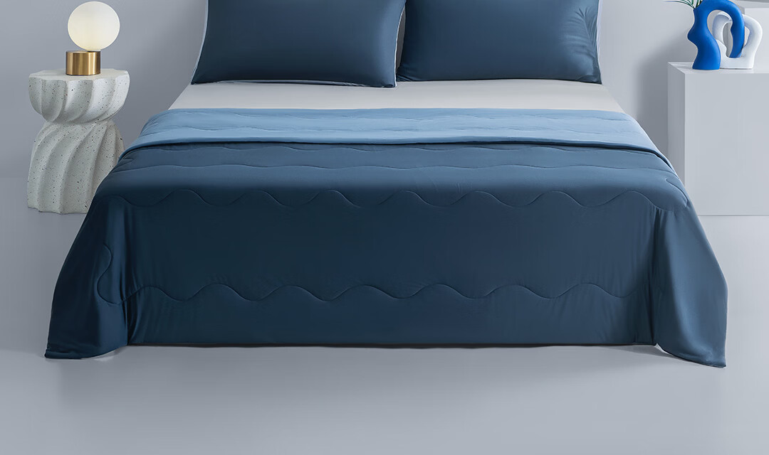 Deep Sleep A-Class Cooling Antibacterial Summer Quilt, Jade Smooth Washable Double Air Conditioning Quilt, Plum Blue 180*200cm 2