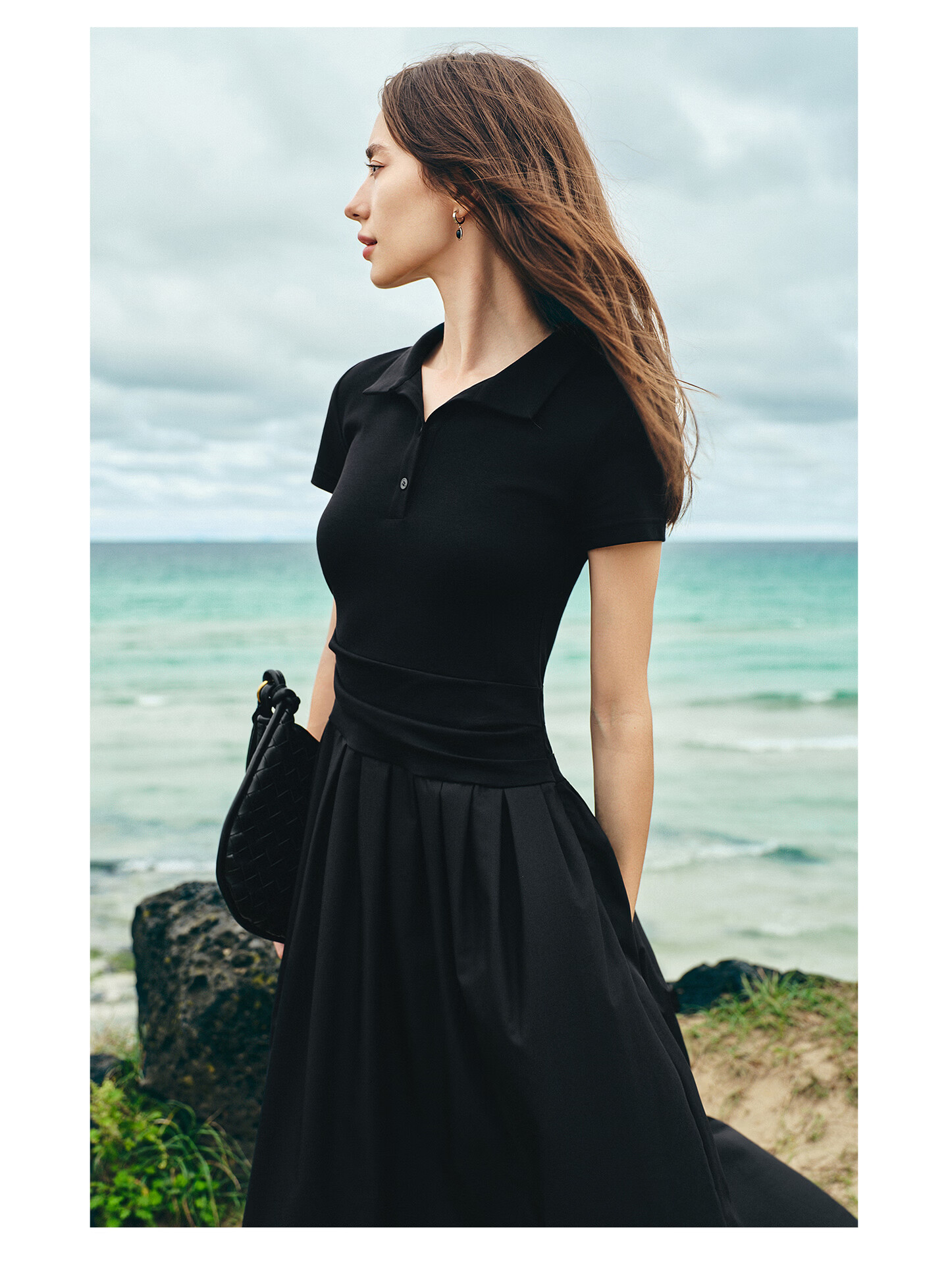 Navigare Italian Small Sailboat Short Sleeve Polo Collar Dress 2026 New Waist Pleated Flared Long Dress 2322876508 14