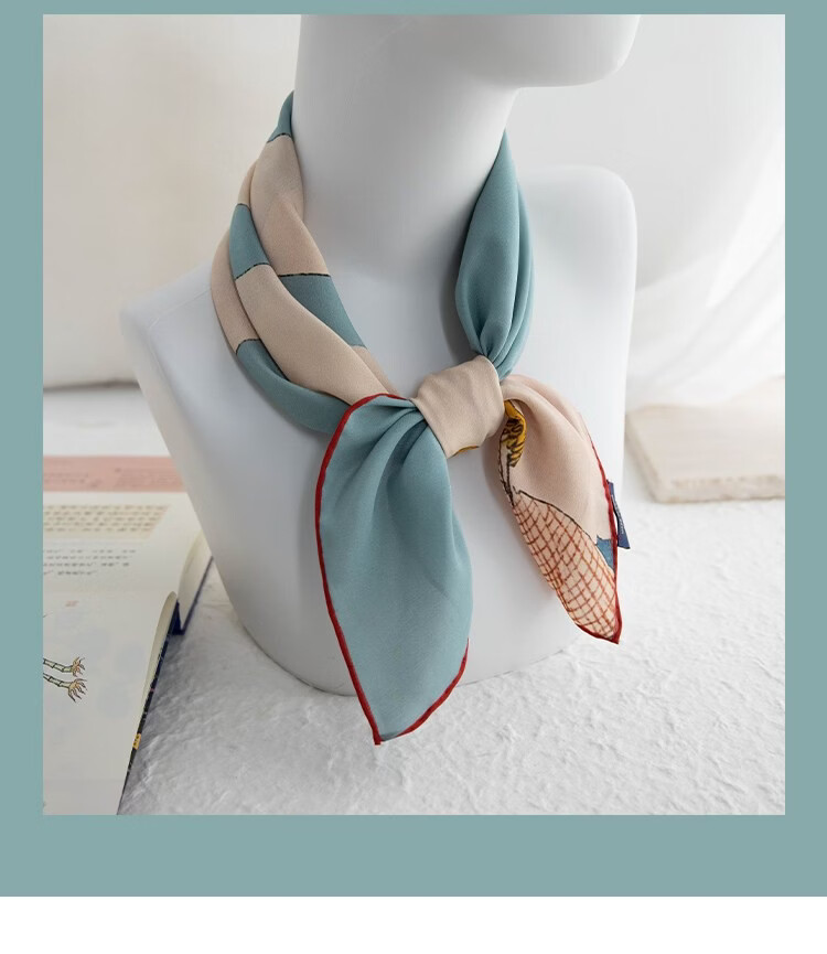 Lagur Swan Fairy Tale Silk Scarf Mulberry Silk Headband Summer Women's Square Scarf Fairy Tale Town (Pink Gift Box) 18