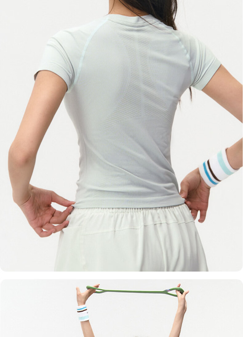 Xueqiman Women's Yoga Short Sleeve Summer Quick-Dry Slim Fit Stretch Sports Top Pilates Running T-Shirt 13