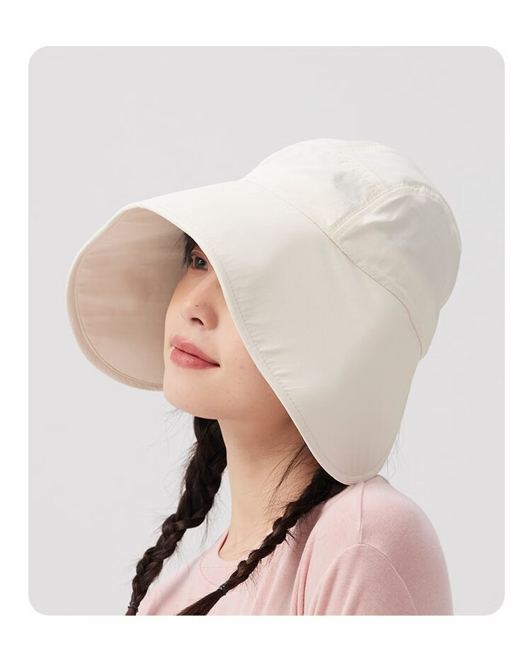 Lagur Large Brim Sunshade Lightweight Sun Protection Fisherman Hat for Women with Ponytail Hole Black 25