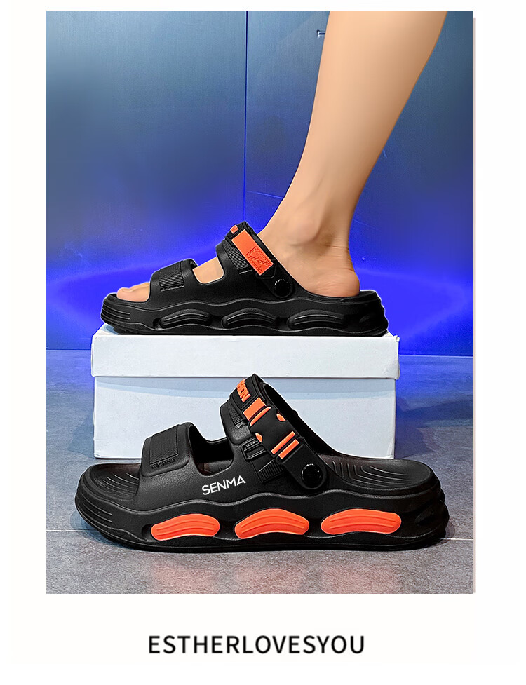 Senma Men's Summer Slippers Outdoor Anti-Slip Odor-Resistant Soft Sole Flip Flops Dual-Purpose Driving Sports Beach Sandals 9