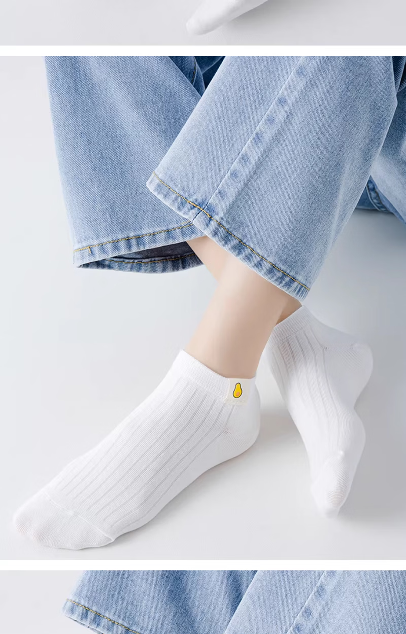 Yimian White Women's Short Socks Summer Thin Boat Socks Xinjiang Cotton Antibacterial Odor-Resistant Solid Color Low-Cut Short Tube Socks 10