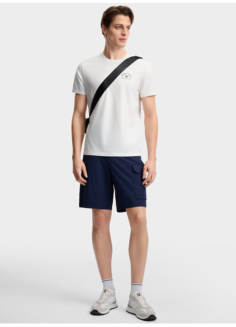 FILA Official Men's Knitted Short Sleeve Shirt 2026 Summer Fashion Casual Simple Basic Crew Neck T-Shirt 20
