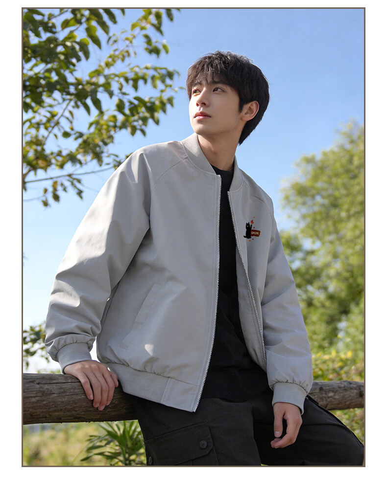 Baleno Men's Jacket 2026 Spring Autumn New Trendy American Simple Workwear Retro Loose Baseball Collar Coat 4