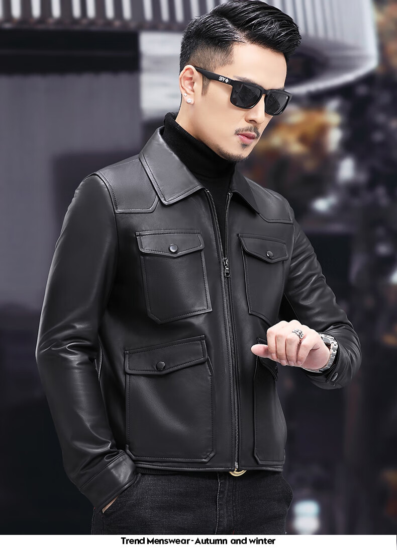 品牌男装真皮皮衣电视剧好先生陆远同款皮外套男机车明星夹克时尚休闲