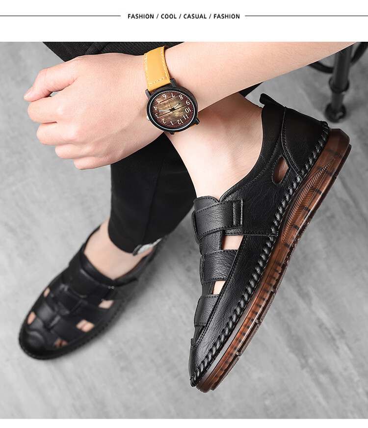 Jingzhenlianggong New Casual Sandals High-Quality Ultra-Soft Men's Breathable Sandals Wear-Resistant Non-Slip Black [Upgraded Version] Size 39 20