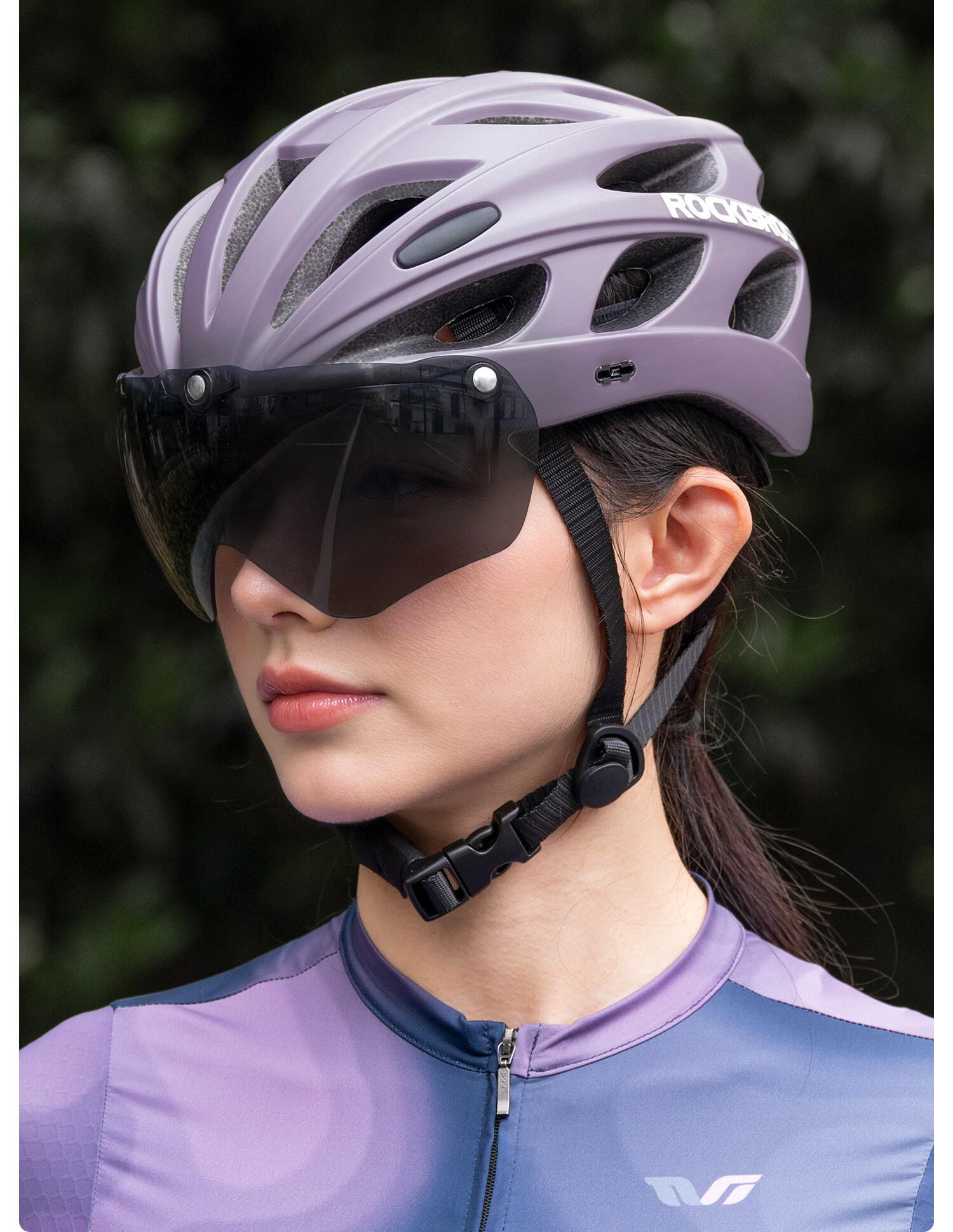 Rockbros Bicycle Helmet with Visor Integrated Road Mountain Bike Safety Helmet Unisex Petal L 2