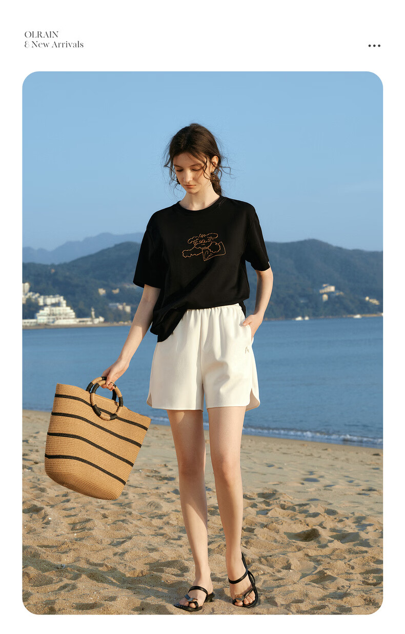 Olrain Eurier New Summer Women's Casual Dog Embroidery Crew Neck Loose Short Sleeve T-Shirt Black XL 4