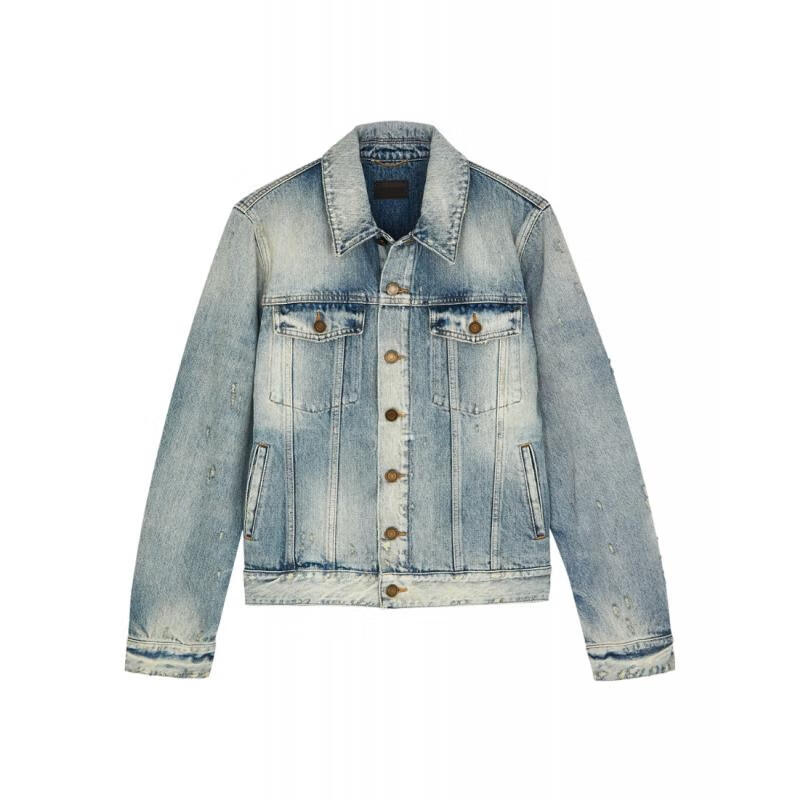 圣罗兰saint laurent 夹克女士奢侈品仿旧牛仔外套 sc491399 fr-40