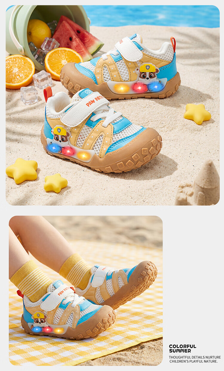 PAW PATROL 2026 Summer New Breathable Mesh Sports Casual Sandals Unisex Kids Light-Up Shoes 10
