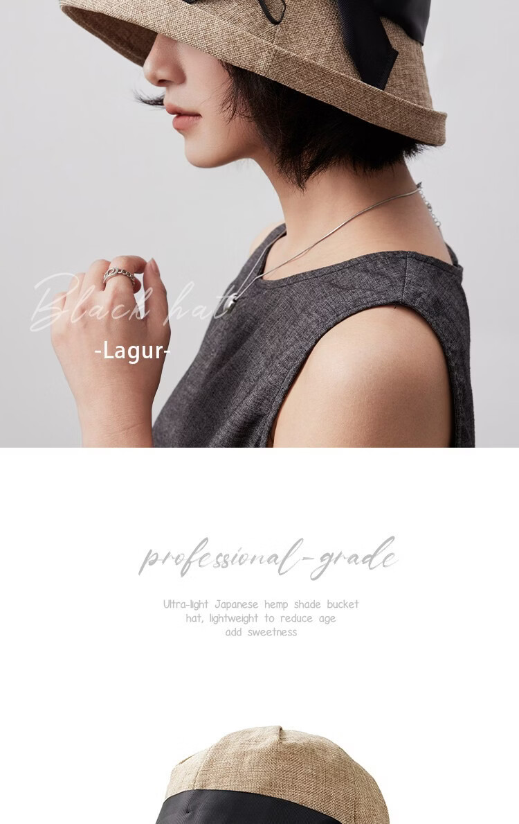Lagur Lightweight Paper-Feel Japanese Hemp Edge Fisherman Hat Breathable Thin Sunshade Foldable Midnight Blue 10