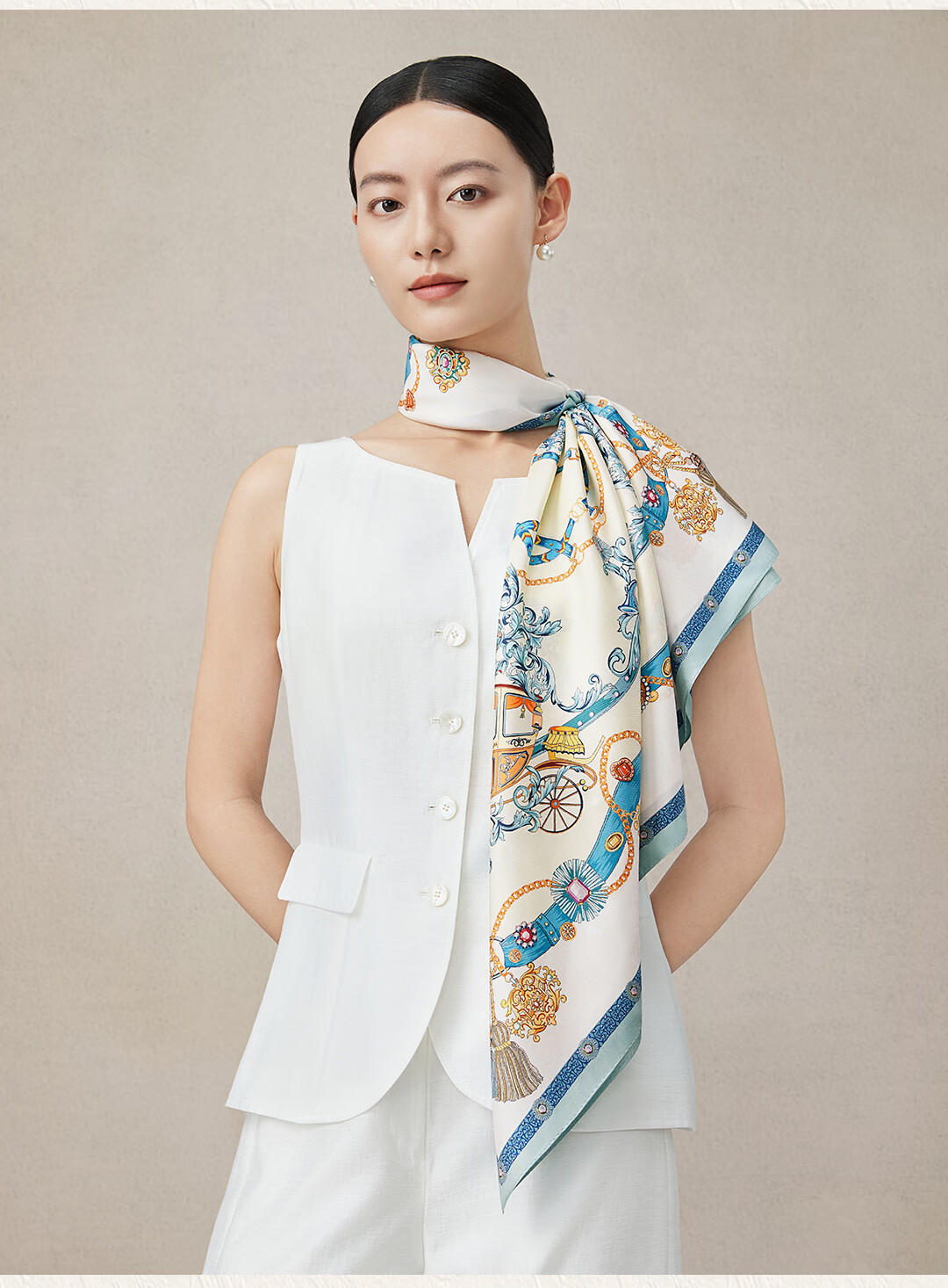 Shanghai Story Spring New 100% Mulberry Silk Printed Square Scarf Chinese Style Women's Silk Scarf Gift Box for Girlfriend 7