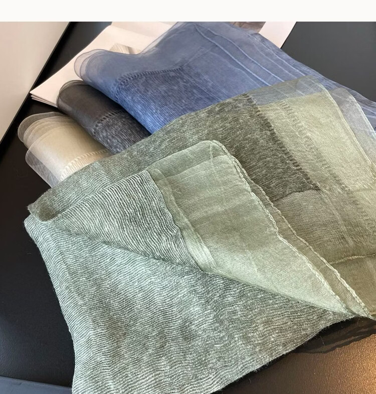 Lagur Lightweight Thin Double-Layer Silk Blend Beige Scarf Shawl for Women Spring Autumn Fashion Shawl Blue 21