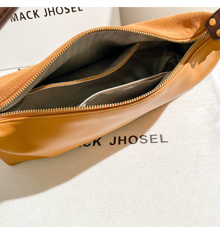 mackjhosel真皮质感麂皮法棍腋下包包女2022新款潮单肩包手提 棕色