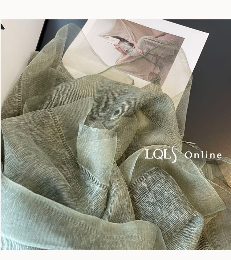 Lagur Lightweight Thin Double-Layer Silk Blend Beige Scarf Shawl for Women Spring Autumn Fashion Shawl Blue 20