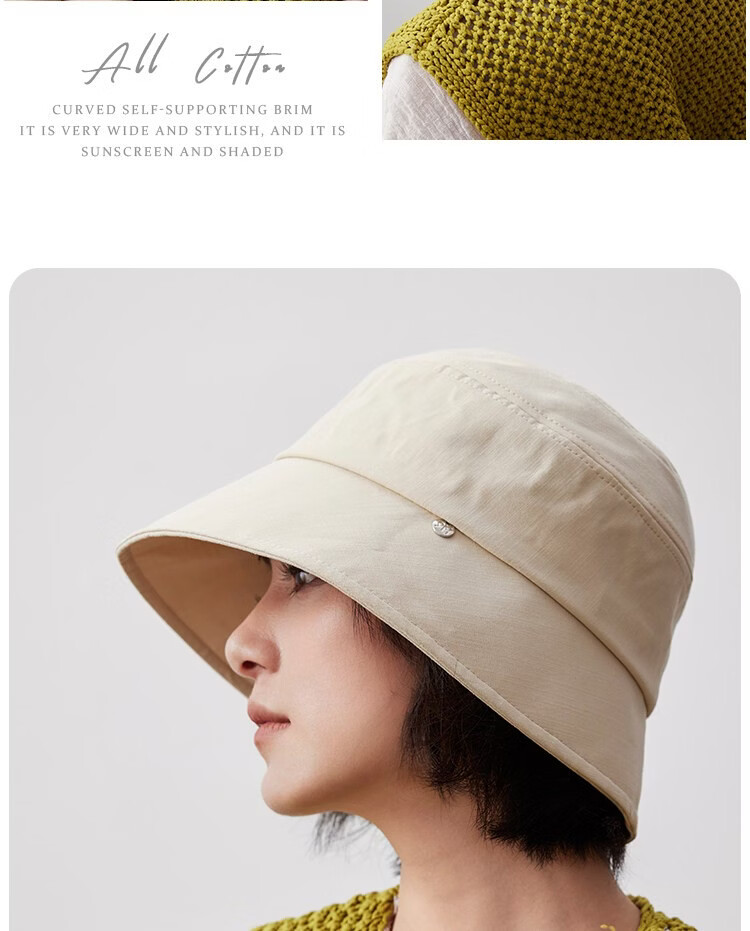 Lagur Classic Style 100% Cotton Fisherman Sun Hat Wide Brim Summer Sunshade Hat Large Head Circumference Classic Black 23