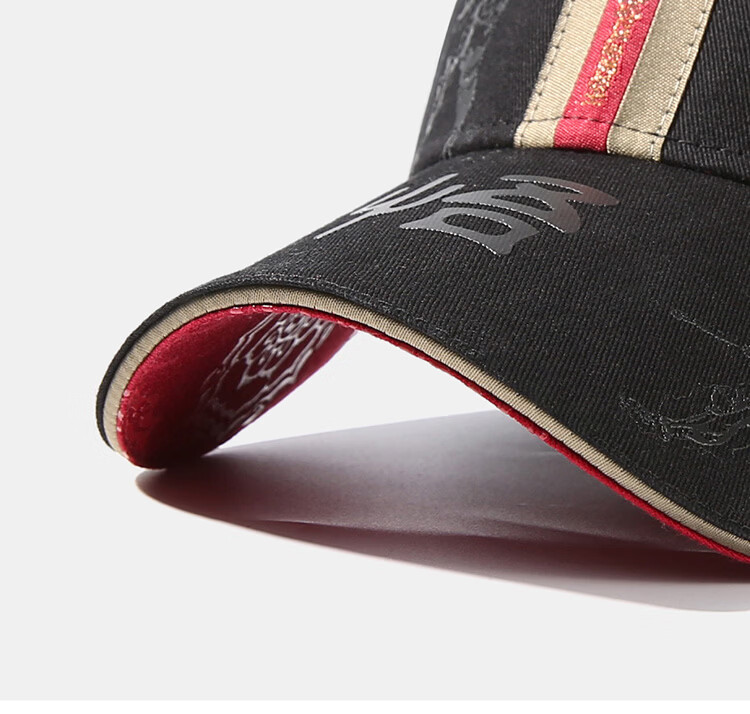 CACUSS Men's Spring Summer New Pure Cotton Hard Top National Style Printed Baseball Cap Light Khaki 13