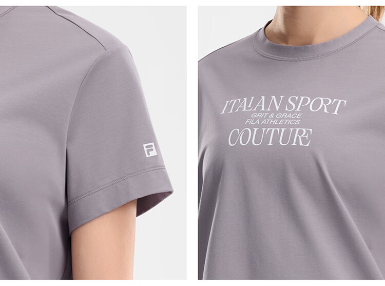 FILA Women's Knitted Short Sleeve T-Shirt 2026 Summer Fitness Sports Colorblock Letter Loose Tee (Sun Qiantong Edition) 7